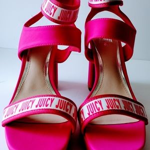WOMENS' HEELED PINK JUICY COUTURE OPEN TOE 4 INCHES SANDALS